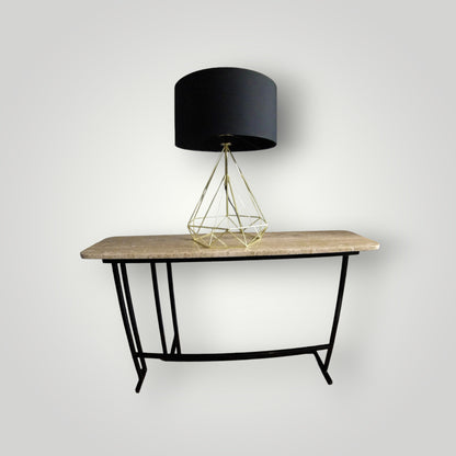 Mesa de arrimo de mármol con base metálica