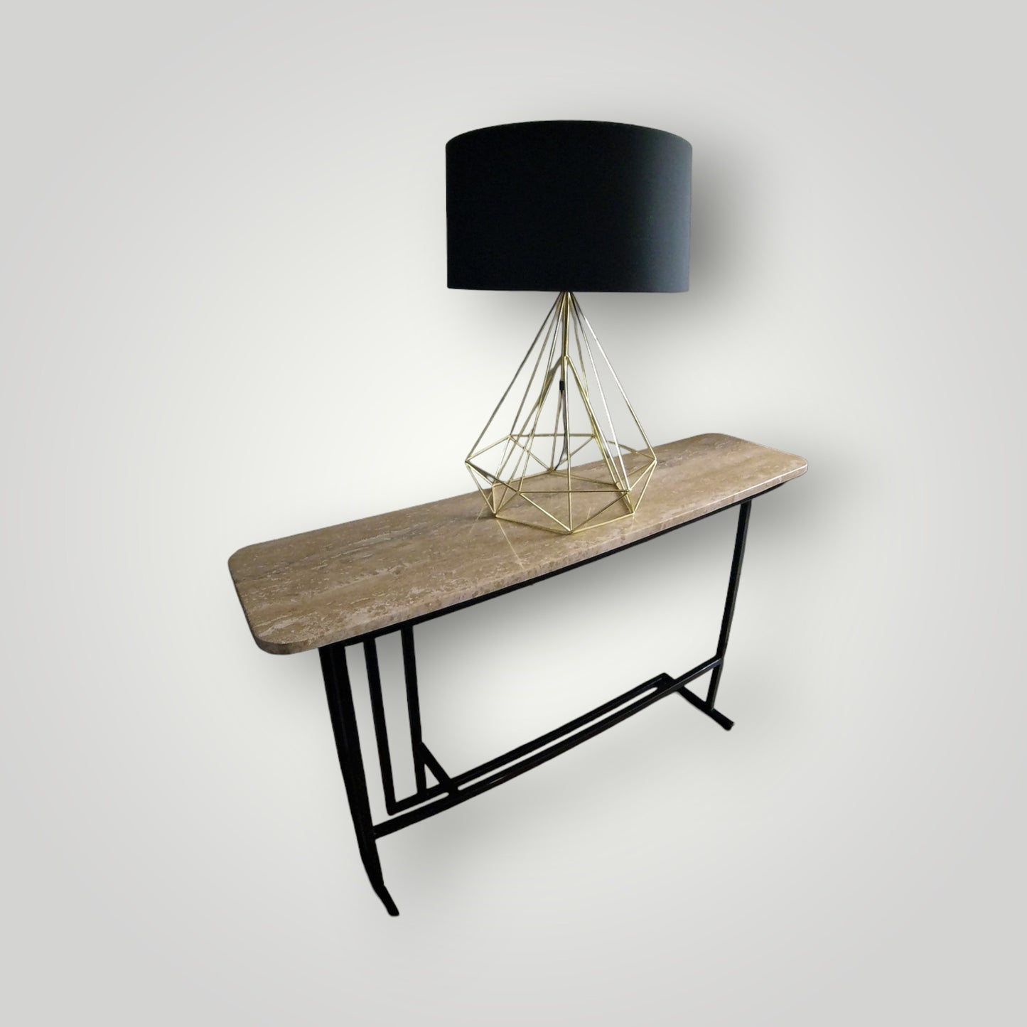 Mesa de arrimo de mármol con base metálica