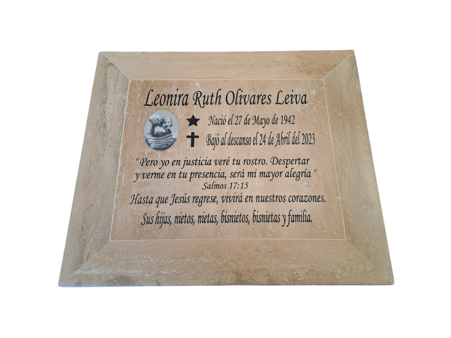 Lapida para nicho de mármol travertino