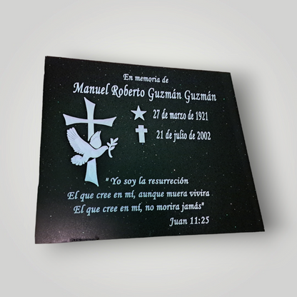 Lapida de cuarzo personalizada