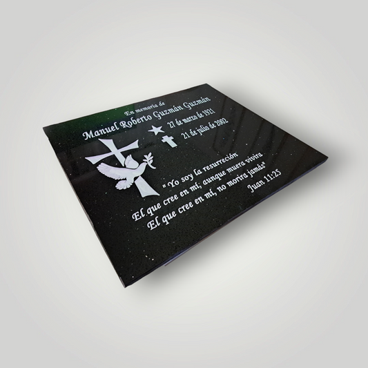 Lapida de cuarzo personalizada