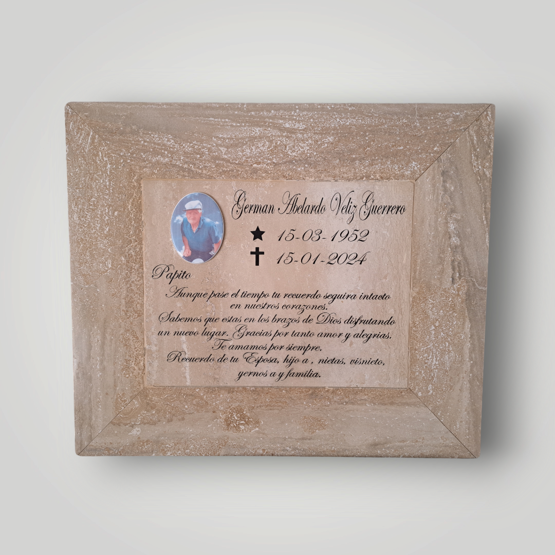 Lapida para nicho de mármol travertino