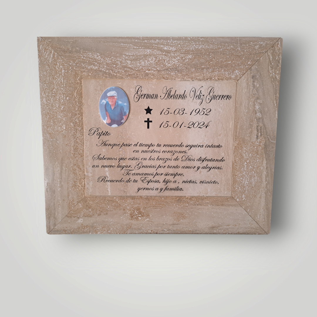 Lapida para nicho de mármol travertino