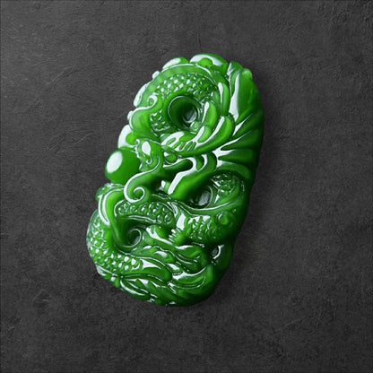 Colgante de Dragón de piedra natural Jade de Hetian