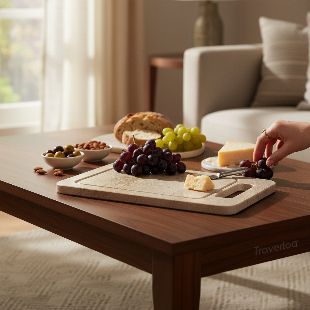 Tabla de Travertino Natural 30x20 cm – Edición Premium