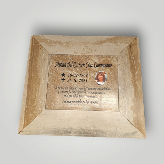 Lapida para nicho de mármol travertino