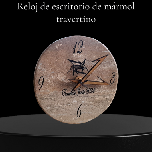 Reloj de escritorio de mármol travertino